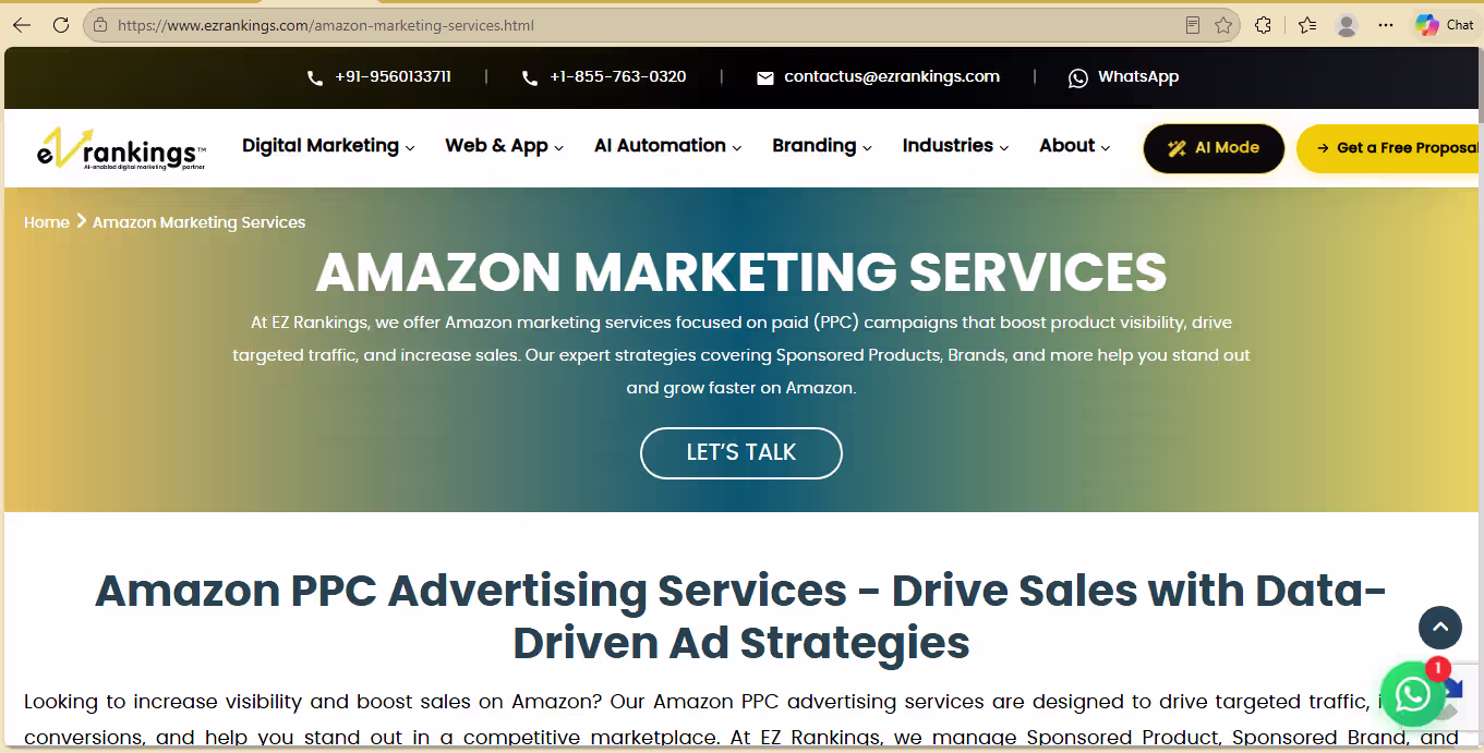 EZ Rankings Amazon PPC advertising services in India