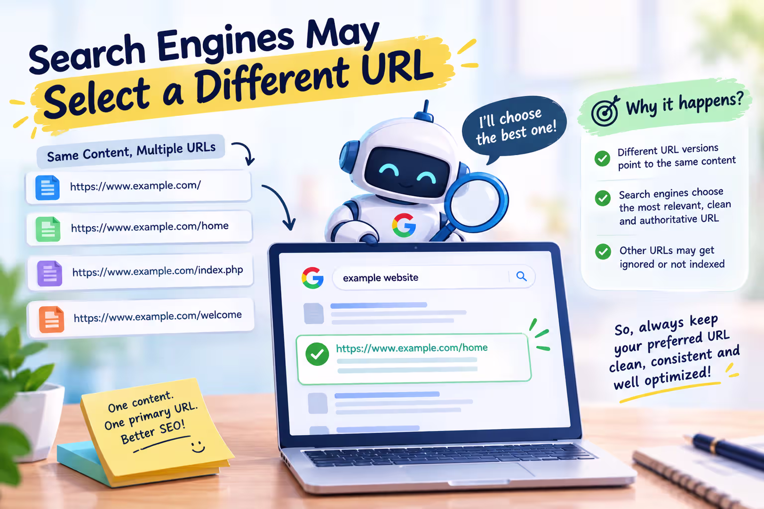 Search Engines May Select a Different URL