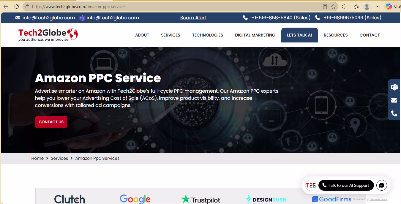 Tech2Globe Amazon marketplace and PPC services in India
