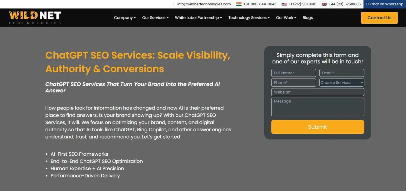 Wildnet Technologies ChatGPT SEO services