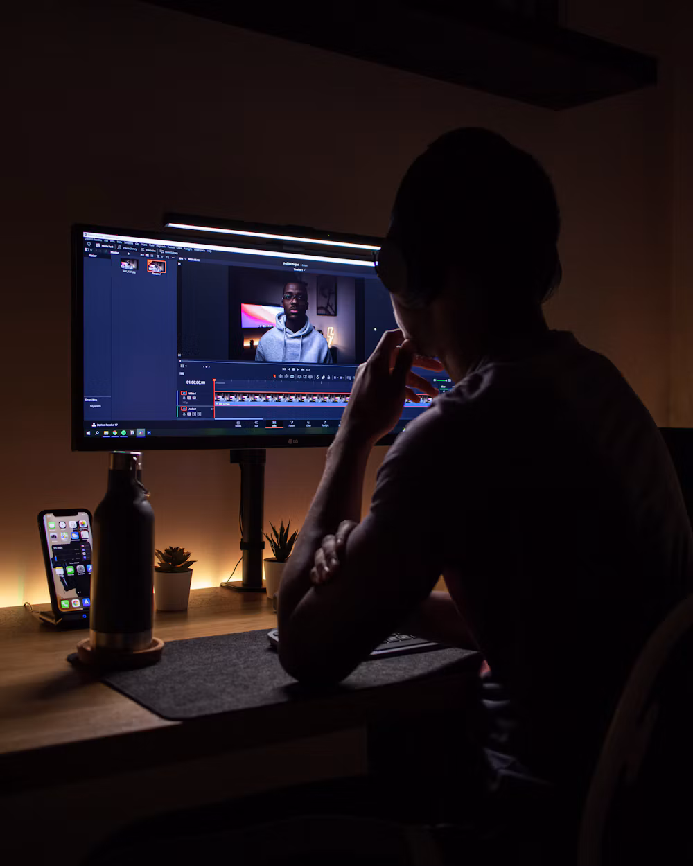 Editor working on a video timeline